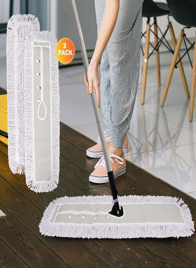 BeiLan 48 Inch Dust Mop Head: Replacement Medium Washable Commercial Mop Head Sweeper and Janitorial Replacement with Botton (White - 48 Inch, 3 Pack, Botton) - Image 5